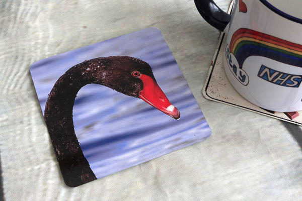 Picture of Swan (Black) #1 - Aluminium Drinks Coaster